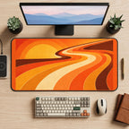 Orange Sunset Racing Curves desk mat — product mockup 2