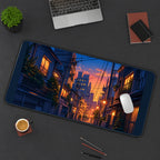 Tokyo Alley at Orange Sunset desk mat — product mockup 3