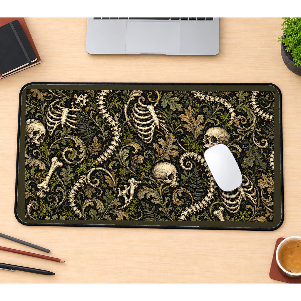 Gothic Skulls and Ribcages desk mat — product mockup 1
