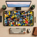 Colorful Graffiti Mark Collage desk mat — product mockup 2