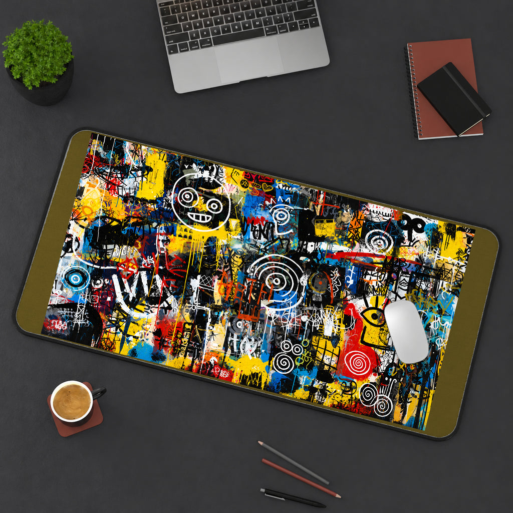 Colorful Graffiti Mark Collage desk mat — product mockup 3