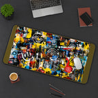 Colorful Graffiti Mark Collage desk mat — product mockup 3