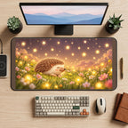 Hedgehog in a Starlit Meadow desk mat — product mockup 2