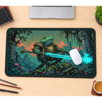 Frog Knight with Glowing Sword desk mat — product mockup 1