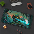 Frog Knight with Glowing Sword desk mat — product mockup 3