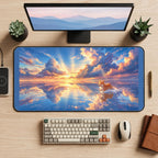 Corgi Beneath a Reflective Sunset desk mat — product mockup 2