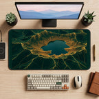 Gold Veined Topographic Crater desk mat — product mockup 2