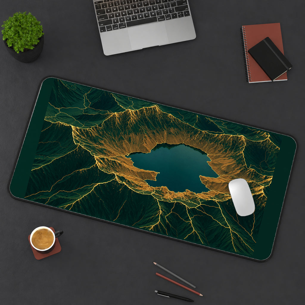 Gold Veined Topographic Crater desk mat — product mockup 3