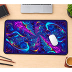 Purple and Cyan Fractal Flow desk mat — product mockup 1