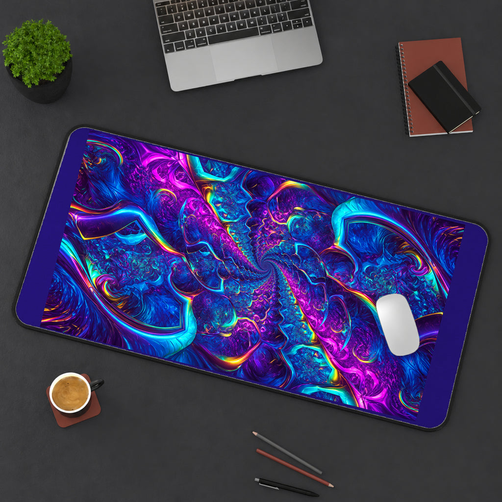 Purple and Cyan Fractal Flow desk mat — product mockup 3