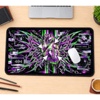 Neon Glitch Heart Collage desk mat — product mockup 1