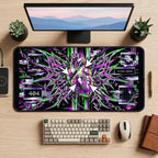 Neon Glitch Heart Collage desk mat — product mockup 2