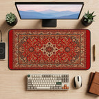 Ornate Red Persian Rug Pattern desk mat — product mockup 2