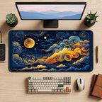 Moonlit Swirling Cloud Sky desk mat — product mockup 2