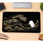 Black and Gold Cresting Wave desk mat — product mockup 1