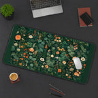 Dark Green Cottage Flower Garden desk mat — product mockup 3