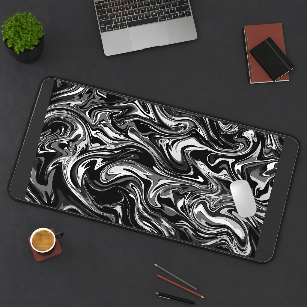 Black and White Liquid Marble desk mat — product mockup 3