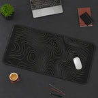 Fine White Topographic Contours desk mat — product mockup 3