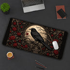 Raven and Red Roses at the Moon desk mat — product mockup 3