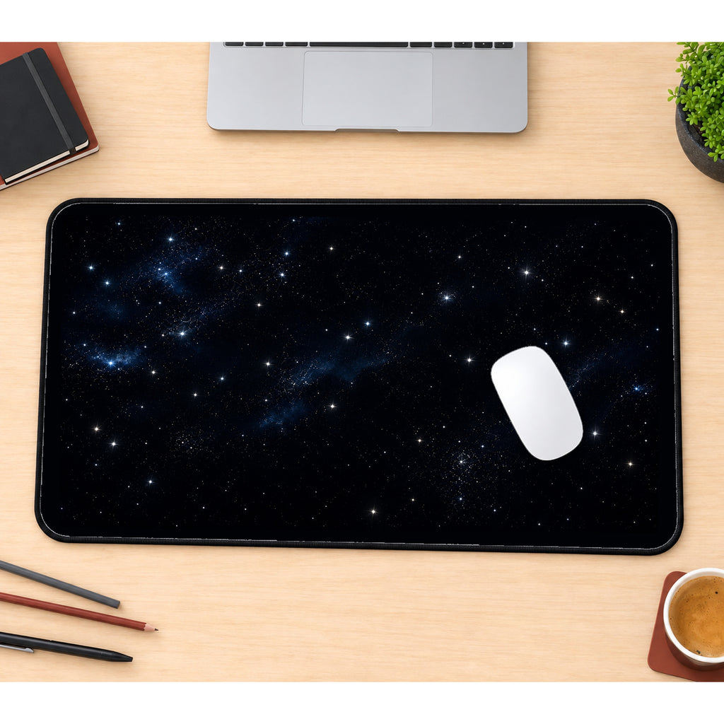 Deep Navy Scattered Starfield desk mat — product mockup 1