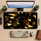 Black and Gold Faceted Triangles desk mat — product mockup 2