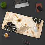 Neutral Hibiscus and Monstera desk mat — product mockup 3