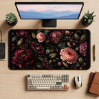 Burgundy and Blush Night Flowers desk mat — product mockup 2