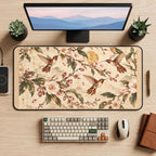 Vintage Hummingbirds and Blossoms desk mat — product mockup 2