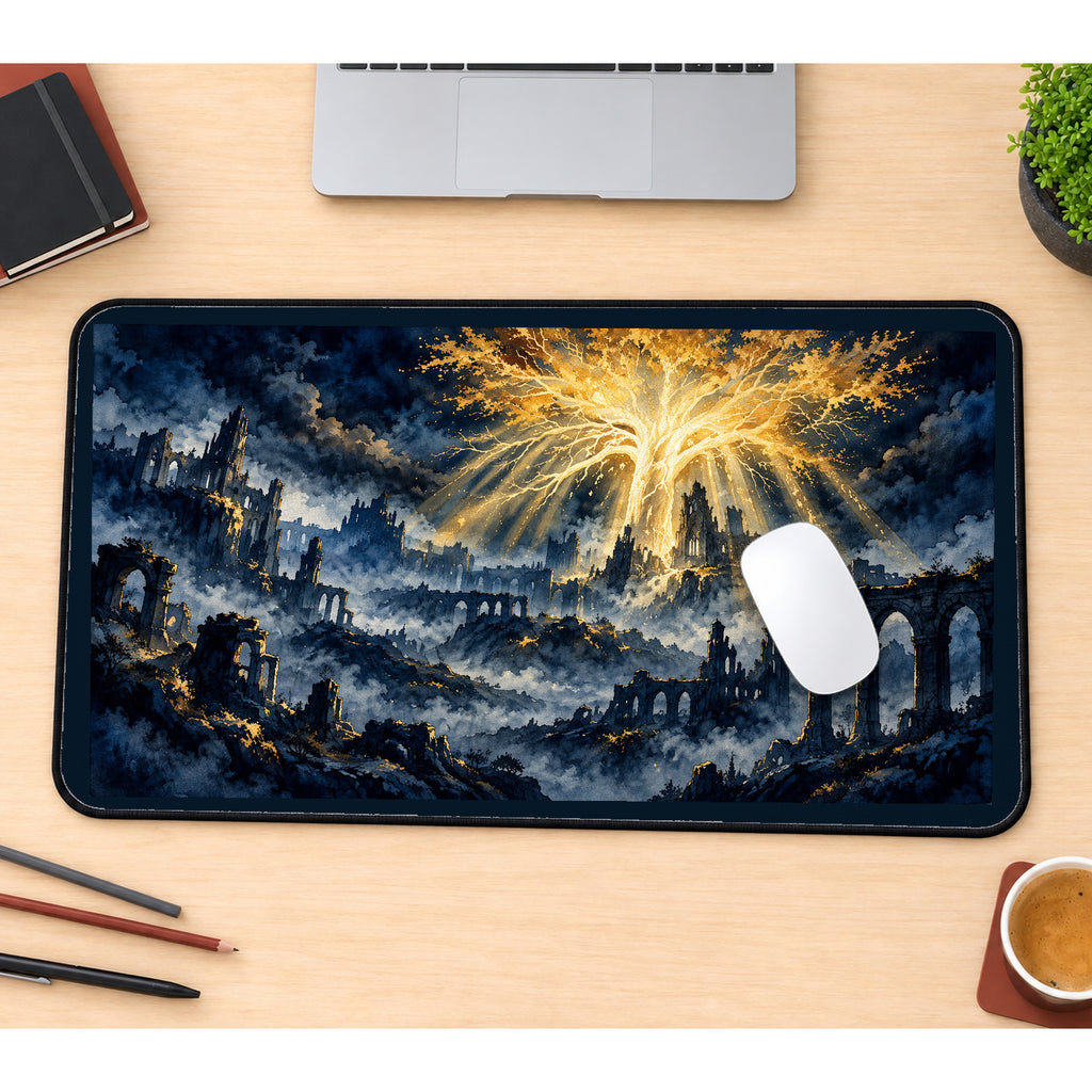 Golden Tree Above Ruined Lands desk mat — product mockup 1