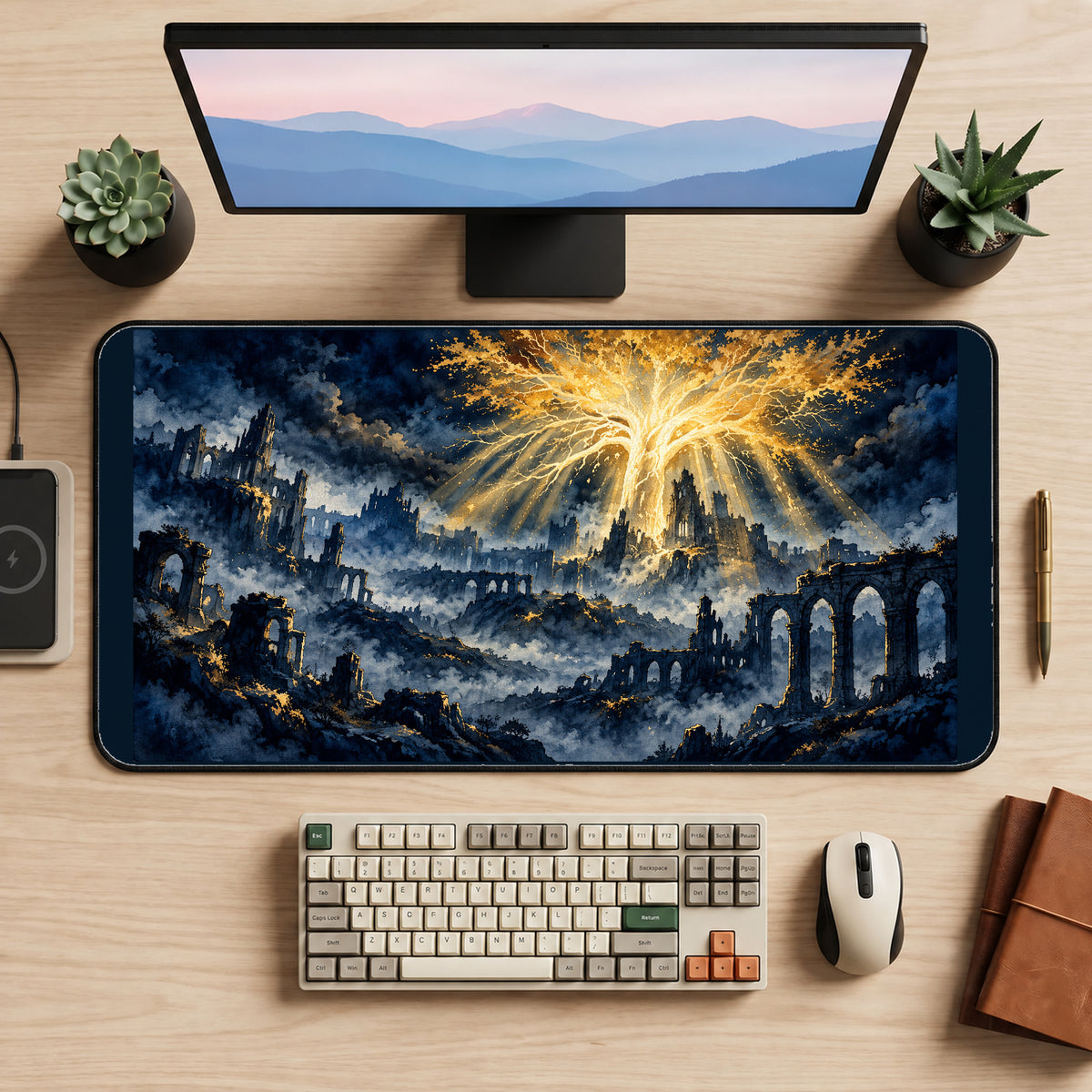 Golden Tree Above Ruined Lands desk mat — product mockup 2