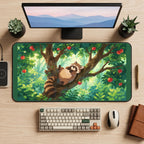 Raccoon in an Apple Tree desk mat — product mockup 2