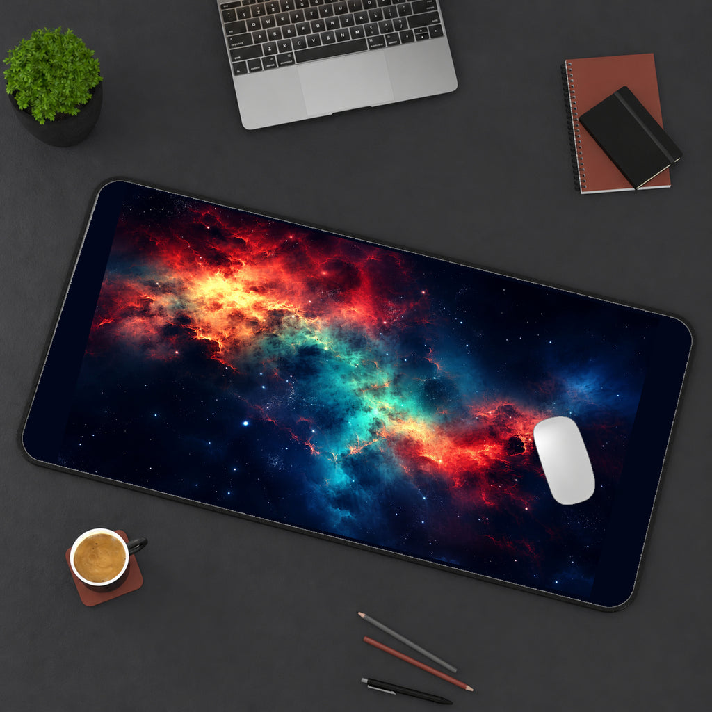 Colorful Nebula in Deep Space desk mat — product mockup 3