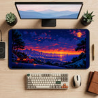 Pixel Night Drive by the Bay desk mat — product mockup 2