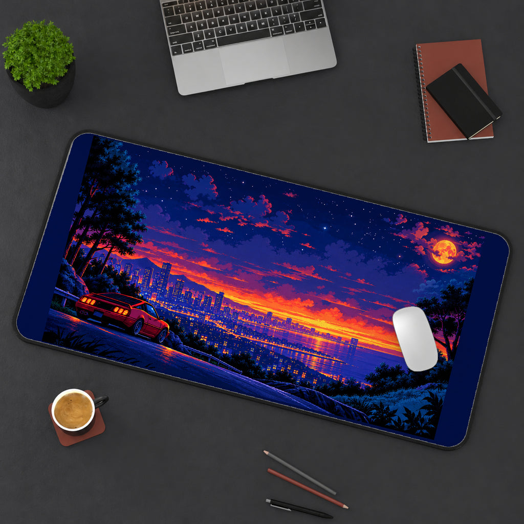 Pixel Night Drive by the Bay desk mat — product mockup 3