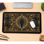 Raven in an Ornate Botanical Circle desk mat — product mockup 1