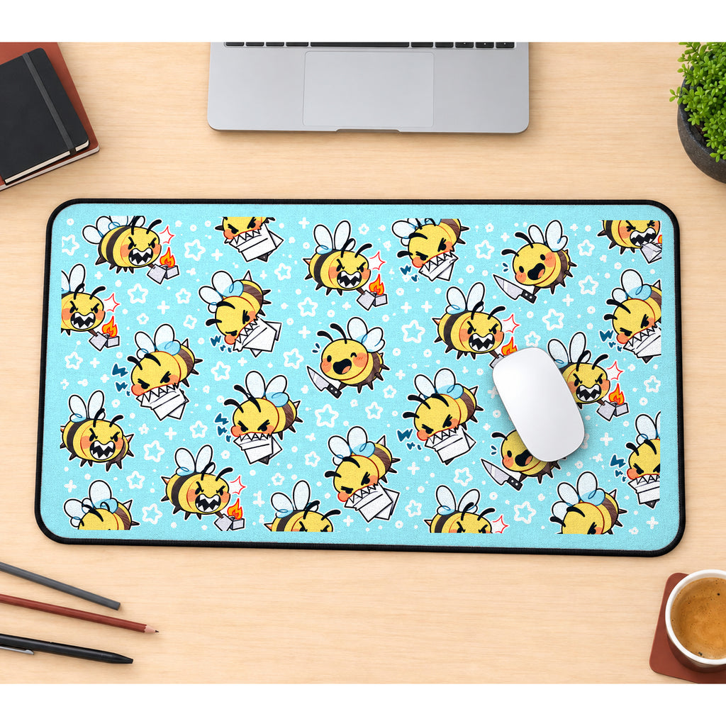 Cartoon Bees and Daisies desk mat — product mockup 1