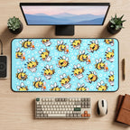 Cartoon Bees and Daisies desk mat — product mockup 2