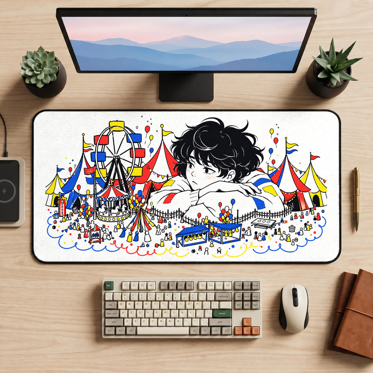 Anime Boy Circus Daydream desk mat — product mockup 2