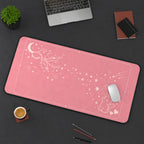 Pink Cat and Sakura Line Art desk mat — product mockup 3