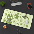 Green Cat and One Day Lettering desk mat — product mockup 3