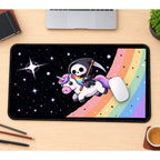 Tiny Reaper Riding a Unicorn desk mat — product mockup 1