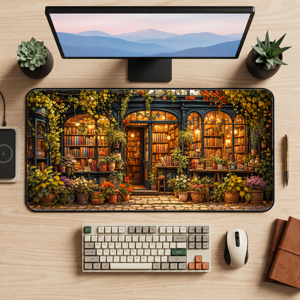 Cozy Bookstore Desk Mat — product mockup 2