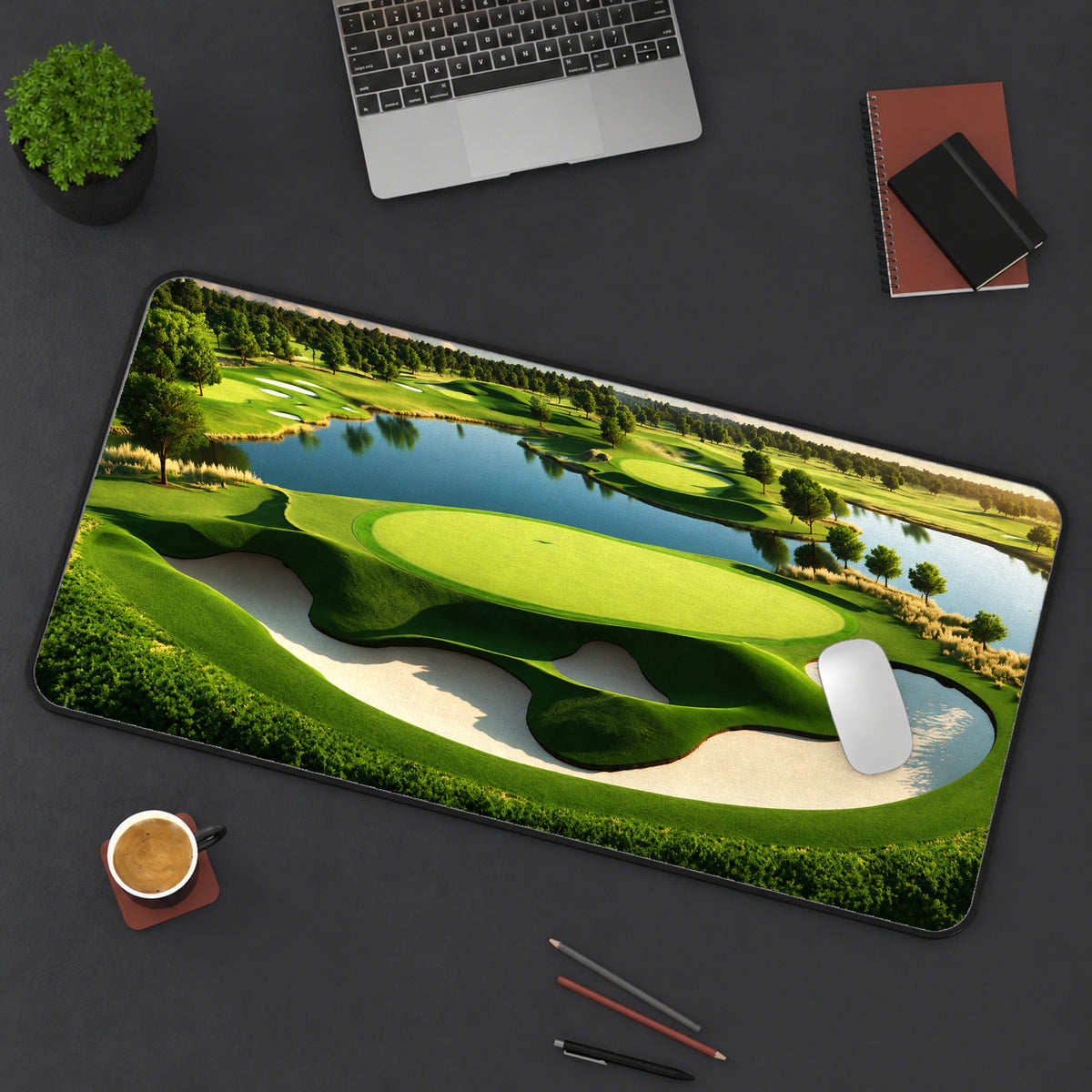 Sunny Golf Course Desk Mat — product mockup 3