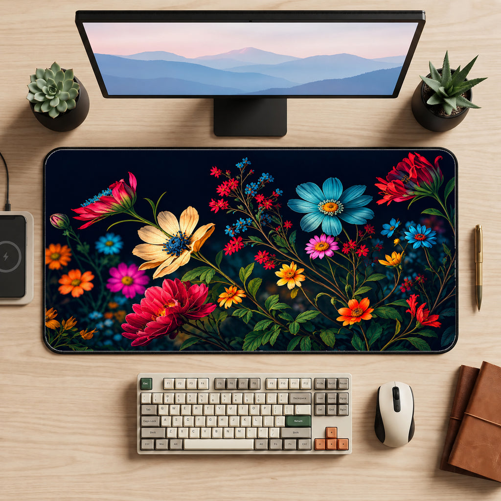 Midnight Wildflowers Desk Mat — product mockup 2
