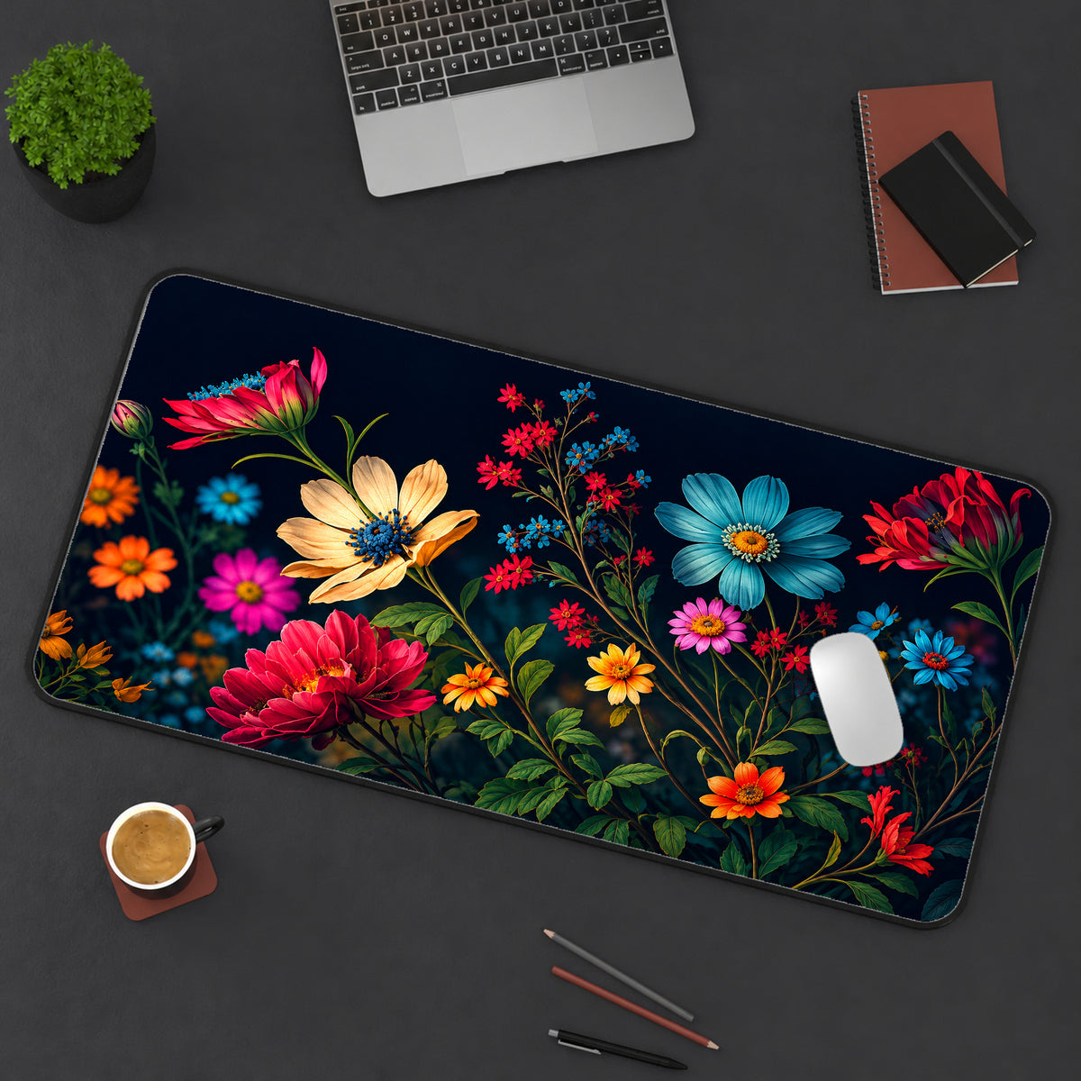 Midnight Wildflowers Desk Mat — product mockup 3