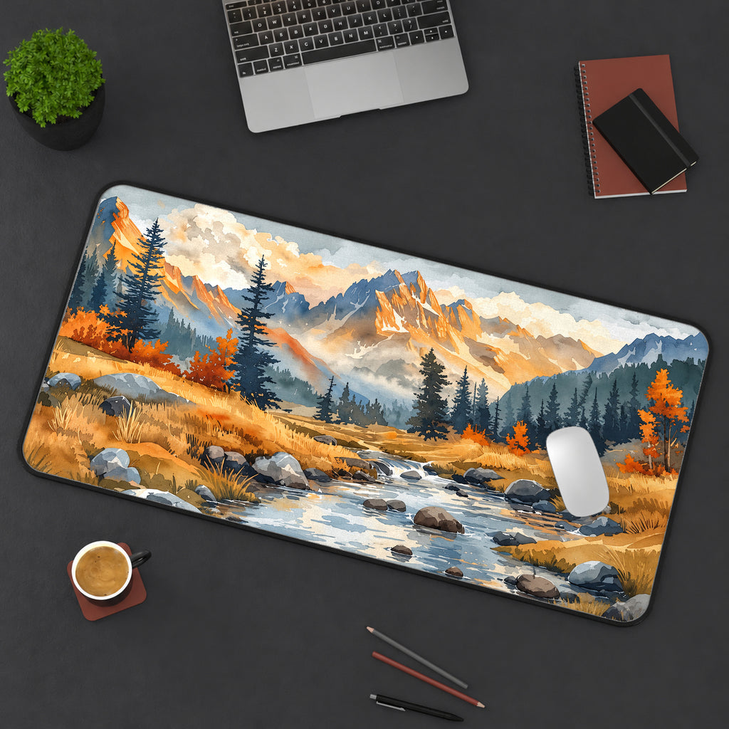 Autumn Mountain Stream Desk Mat — product mockup 3