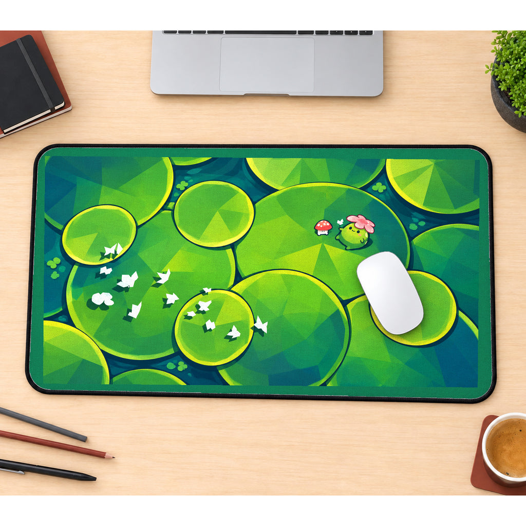 Bright Green Lily Pads desk mat — product mockup 1