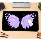 Lilac Butterfly on Black desk mat — product mockup 1
