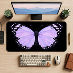 Lilac Butterfly on Black desk mat — product mockup 2