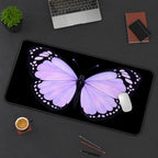 Lilac Butterfly on Black desk mat — product mockup 3